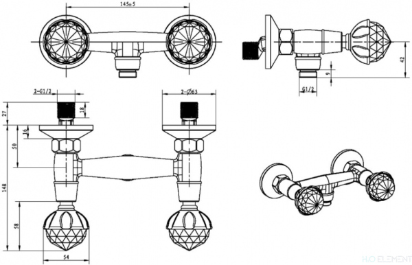 Смеситель Boheme Imperiale Presente 334 для душа