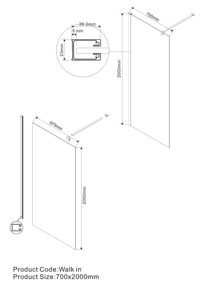 Душевая перегородка Vincea Walk-In VSW-1H700CLB, 700*2000, черный, стекло прозрачное Душевая перегородка Vincea Walk-In VSW-1H700CLB, 700*2000, черный, стекло прозрачное