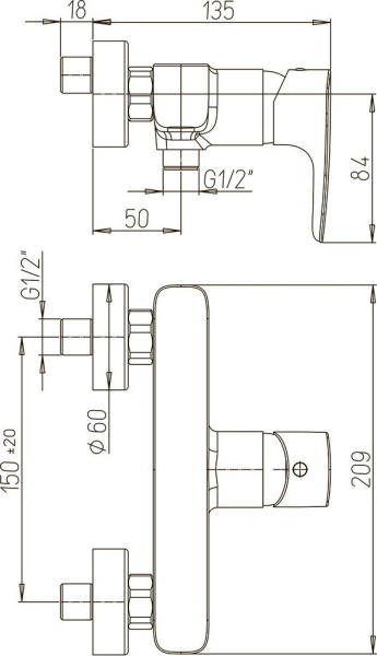 Смеситель Paini Parallel 47CR511LMKM для душа