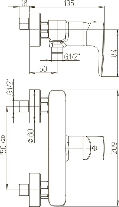 Смеситель Paini Parallel 47CR511LMKM для душа