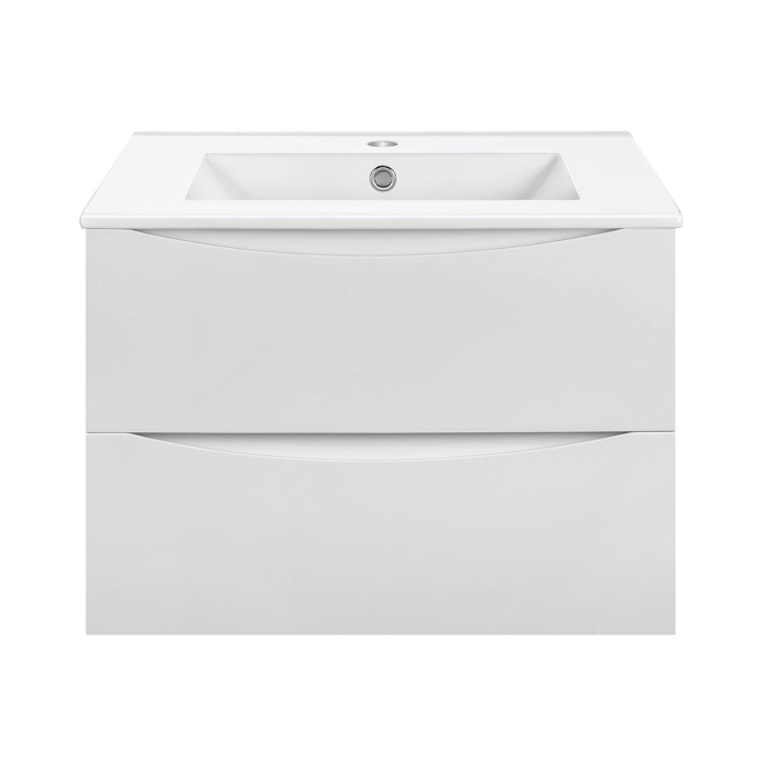 Тумба с раковиной Vincea Mia 600 подвесная, 2 выкатных ящика soft close, G.White, VMC-2MC600GW+VBS-13960MA