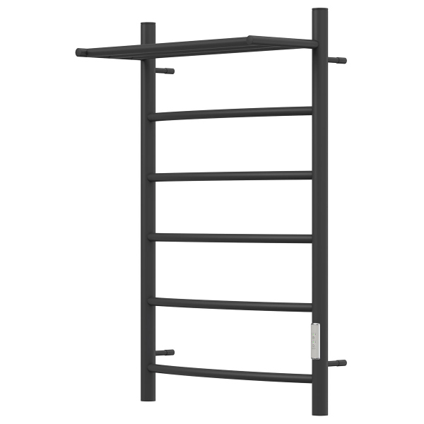 Полотенцесушитель электрический Point PN04858PB П5 500x800 с полкой, диммер справа, черный