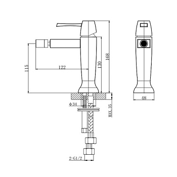 Смеситель биде, c д/к (хром) Caprigo, 50-030-crm