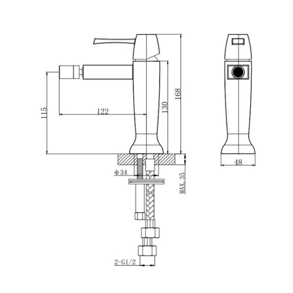 Смеситель биде, c д/к (хром) Caprigo, 50-030-crm