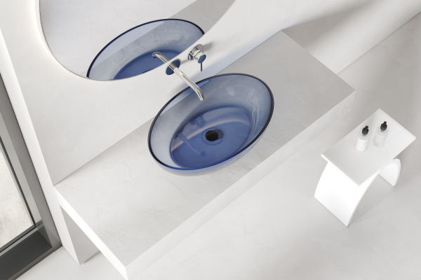 Раковина накладная прозрачная ABBER Kristall AT2801Saphir синяя