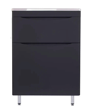 Тумба напольная Style Line "Бергамо мини 70" (2 ящ.) черный, PLUS (без раковины)