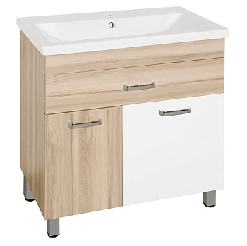 Тумба для комплекта Style Line Ориноко 80 с бельевой корзиной, белая, ориноко