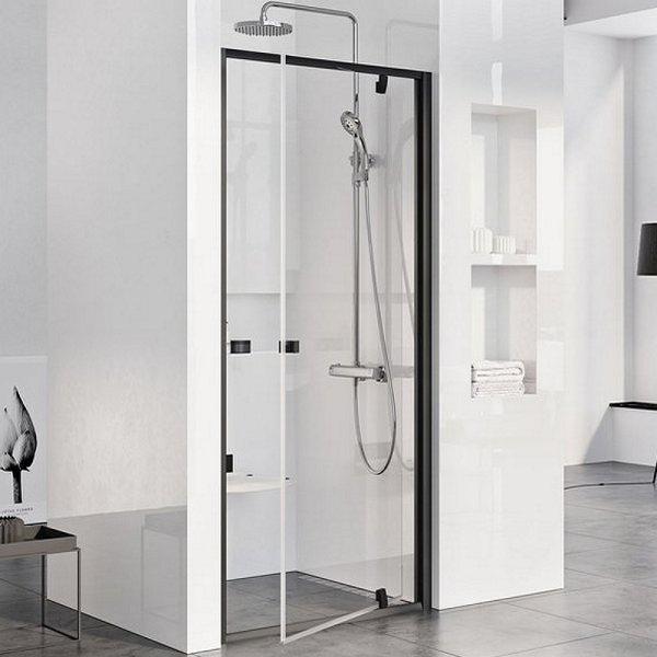 PDOP1-90 черный + транспарент, Pivot душевая дверь одноэлементная PDOP1-90 черный + транспарент, Pivot душевая дверь одноэлементная