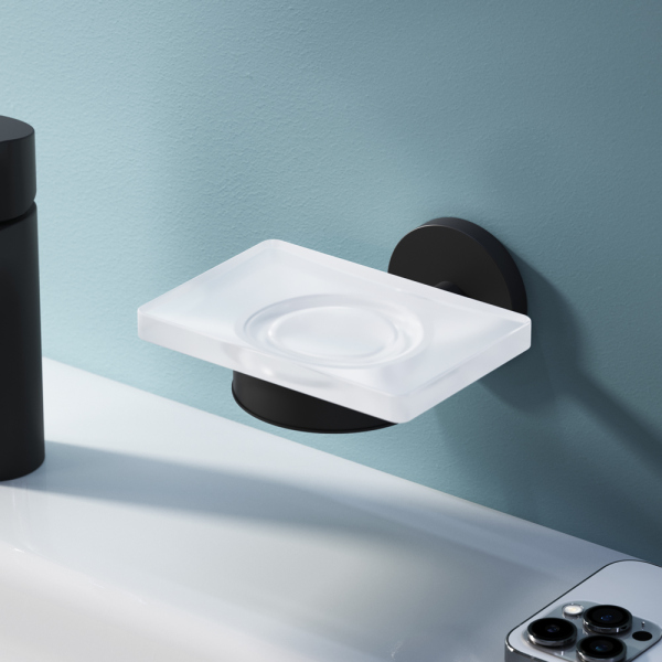 Стеклянная мыльница с настенным держателем, черный AM.PM X-Joy, A85A34222