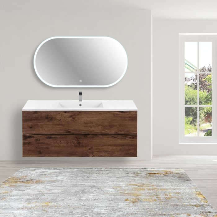 Тумба с раковиной Vincea Mia 1200 подвесная, 2 выкатных ящика soft close, R.Wood, VMC-2MC120RW+VBS-13120MB
