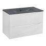 Тумба с раковиной Vincea Mia 750 подвесная, 2 выкатных ящика soft close, G.White, VMC-2MC750GW+VBS-13975MA
