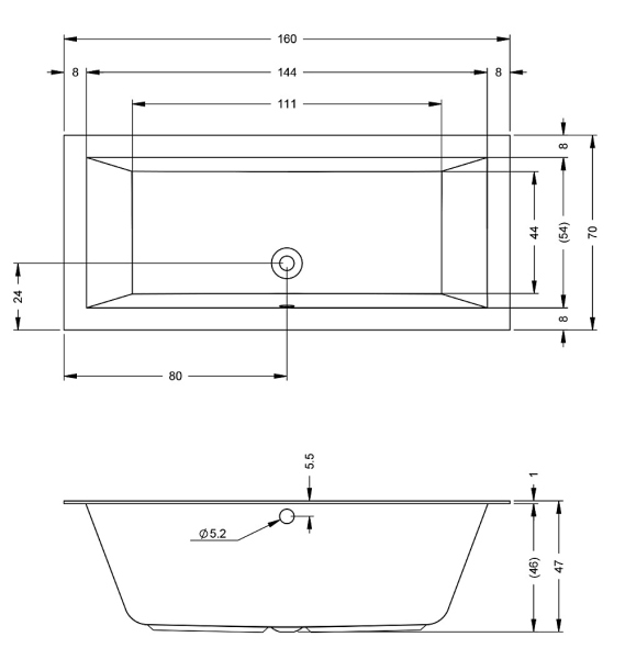 Акриловая ванна RIHO LUGO 160x70, BT0700500000000