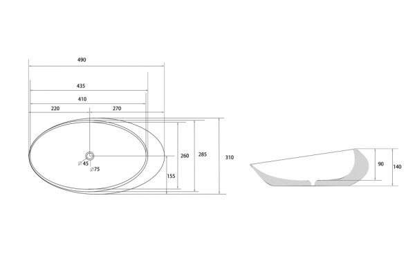 Раковина накладная ABBER Bequem AC2107MW белая матовая