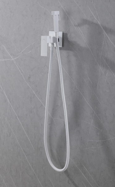 Смеситель ABBER Daheim AF8226W с гигиеническим душем,белый матовый