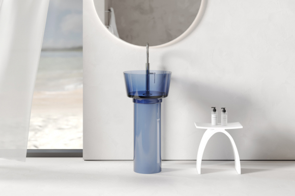 Раковина отдельностоящая прозрачная ABBER Kristall AT2702Saphir-H синяя