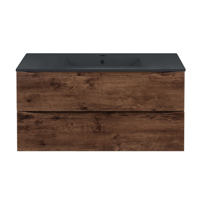Тумба с раковиной Vincea Mia 1000 подвесная, 2 выкатных ящика soft close, R.Wood, VMC-2MC100RW+VBS-13100