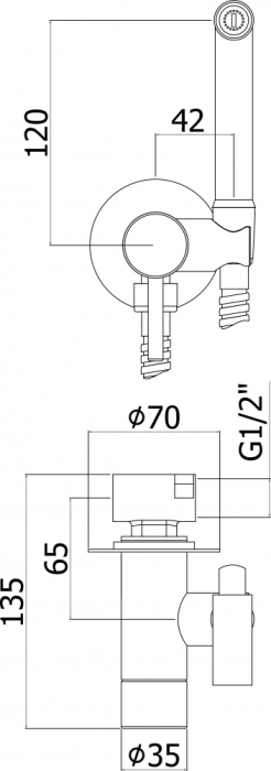 Гигиенический душ Paffoni Tweet Round ZDUP110BR со смесителем, С ВНУТРЕННЕЙ ЧАСТЬЮ