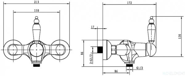 Смеситель Boheme Tradizionale Oro 284 для душа