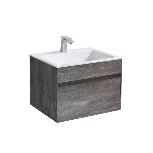 Тумба с раковиной Vincea Chiara 600 подвесная, 1 выкатной ящик soft-close, G.Stone, VMC-2C600GS+VCB-13600B Тумба с раковиной Vincea Chiara 600 подвесная, 1 выкатной ящик soft-close, G.Stone, VMC-2C600GS+VCB-13600B