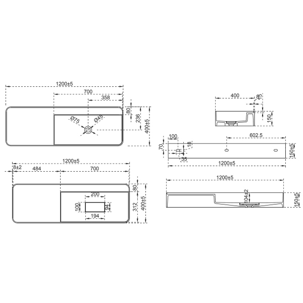 Раковина подвесная ABBER Stein AS2627-1.2 белая матовая