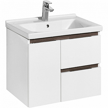 Тумба с раковиной Акватон Рене 60 1A2585K0NRC80 белая/грецкий орех