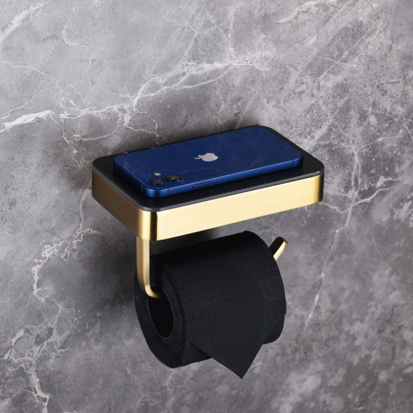 Бумагодержатель с полкой для телефона ABBER Westen AA1730G золото матовое