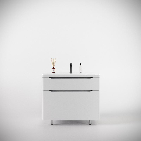 Тумба без раковины Style Line напольная "Марелла 90" (2 ящ.) белый матовый, PLUS, СС-00002416