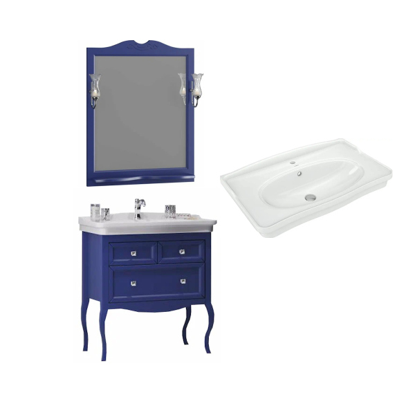 Комплект 4 в 1 (Тумба+ Раковина+ Зеркало+ Светильник), 00-00007040+ Z0000006243+ 4640021065891+ 00-00006802