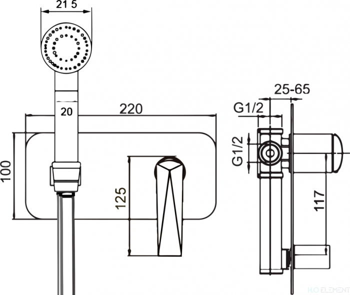 Гигиенический душ Boheme Venturo 377-B со смесителем, С ВНУТРЕННЕЙ ЧАСТЬЮ