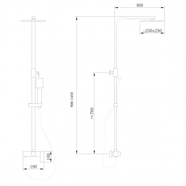 Душевая стойка ABBER Daheim AF8220L без излива, хром