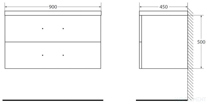 Belbagno База под раковину подвесная с двумя выкатными ящиками, AURORA-900-2C-SO-CS