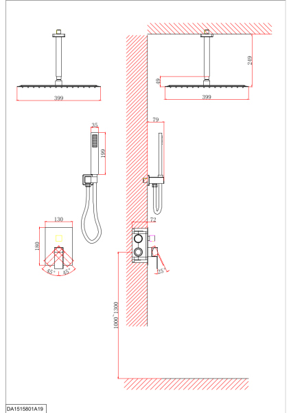 Душевая система D&K встраиваемая Bayern.Liszt (DA1515805A19)