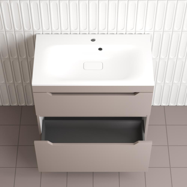 Тумба без раковины напольная "Остин" 80 2 ящ тауп темный эмаль PLUS, ЛС-00002398