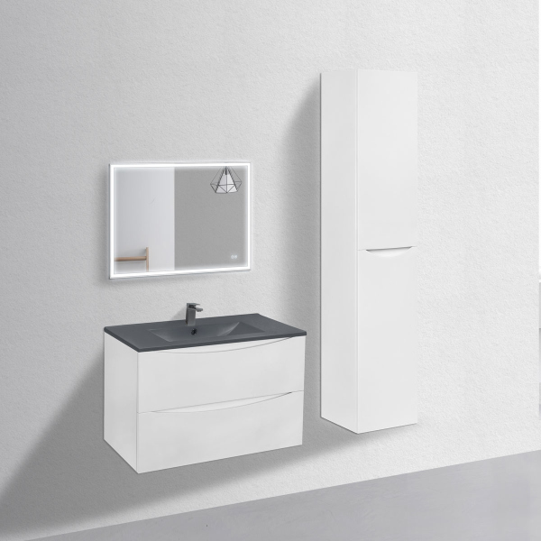 Тумба с раковиной Vincea Mia 800 подвесная, 2 выкатных ящика soft close, G.White, VMC-2MC800GW+VBS-13980 Тумба с раковиной Vincea Mia 800 подвесная, 2 выкатных ящика soft close, G.White, VMC-2MC800GW+VBS-13980