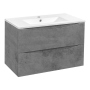Тумба с раковиной Vincea Mia 800 подвесная, 2 выкатных ящика soft close, Beton, VMC-2MC800BT+VBS-13980