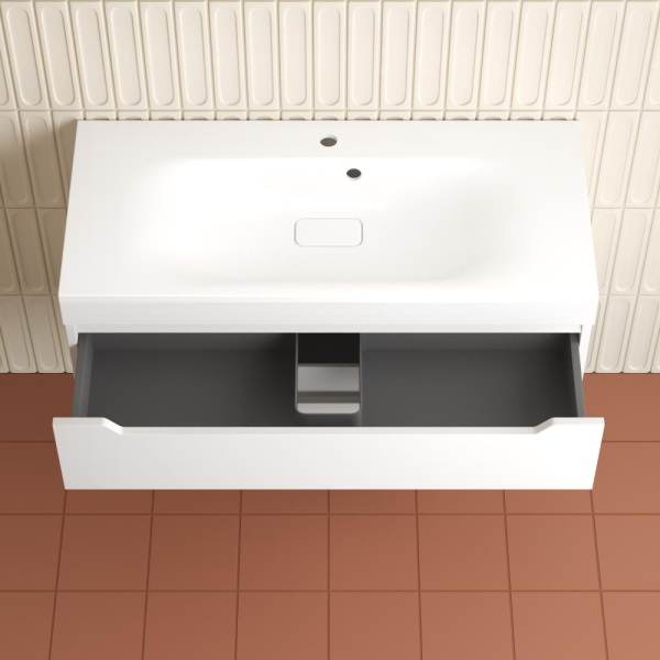 Тумба без раковины подвесная "Остин" 100 2 ящ белый эмаль PLUS, ЛС-00002407