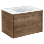 Тумба с раковиной Vincea Paola 800 подвесная, 2 выкатных ящика soft close, V.Oak, VMC-2P800VO+VCB-2VP800W