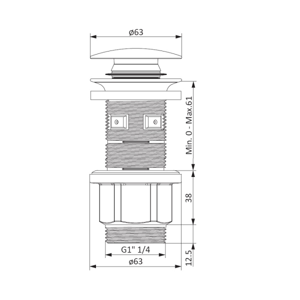 Донный клапан, универсальный Damixa Option, 210600200 Донный клапан, универсальный Damixa Option, 210600200