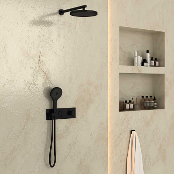 Душевой комплект Vincea VSFW-422T2MB встраиваемый, термостатический, 2 режима, черный