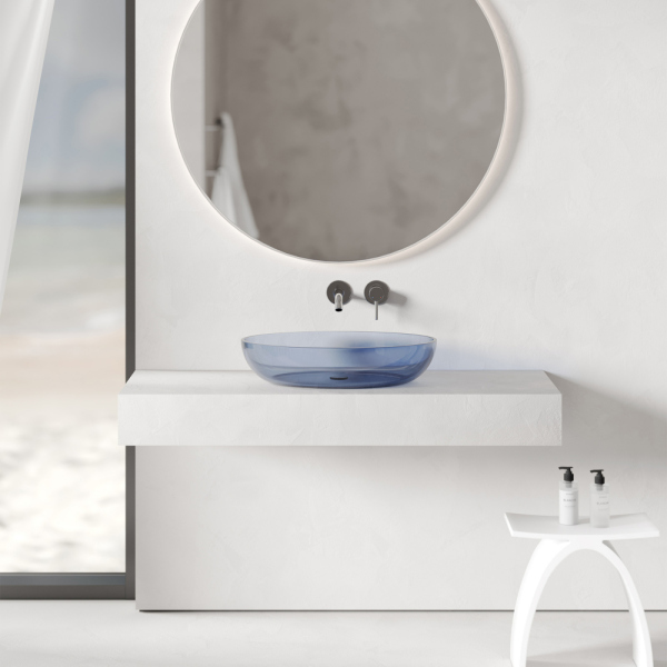 Раковина накладная прозрачная ABBER Kristall AT2801Saphir синяя