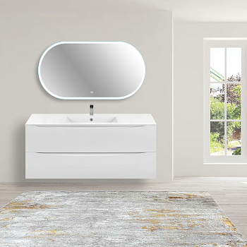 Тумба с раковиной Vincea Mia 1200 подвесная, 2 выкатных ящика soft close, G.White, VMC-2MC120GW+VBS-13121