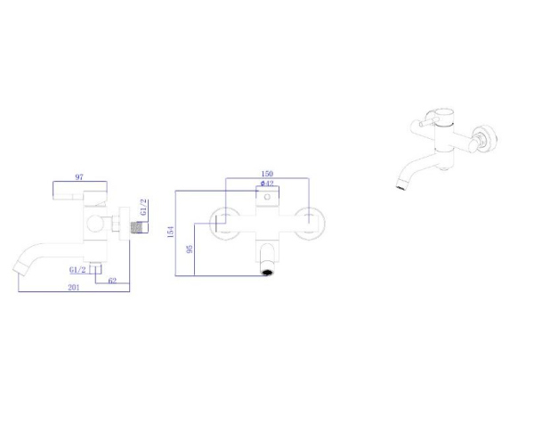 Смеситель для ванны RUSH Melos с коротким изливом (SUS1101-44)