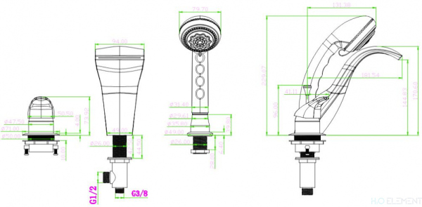 Смеситель Boheme Cobra 390 на борт ванны