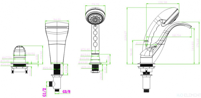 Смеситель Boheme Cobra 390 на борт ванны