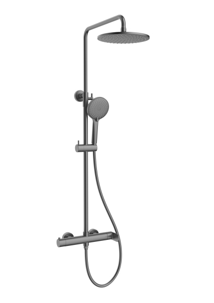 Душевая стойка Vincea Rondo VSFS-1R0GM без излива, вороненая сталь