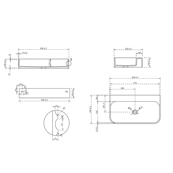 Раковина подвесная ABBER Stein AS2651-0.8 белая матовая