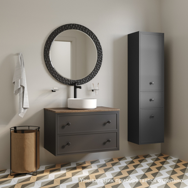 Тумба без раковины подвесная со столешницей МДФ, 80 см IDDIS Torr темно-серый (TOR80DMi95K)