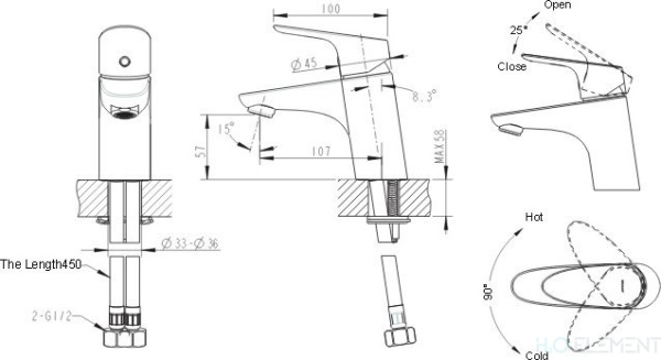 Смеситель для умывальника с гигиеническим душем Bravat Drop-D F148162C-1