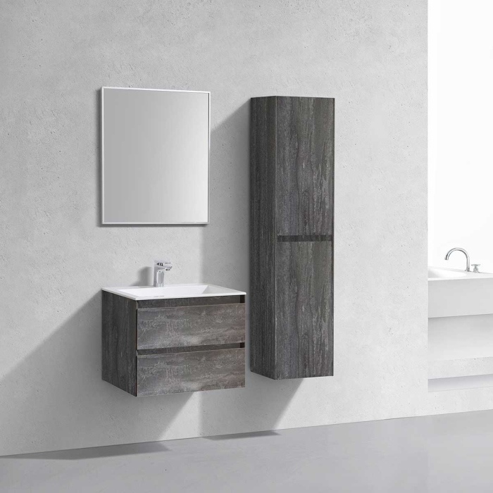 Тумба с раковиной Vincea Luka 600 подвесная, 2 выкатных ящика soft-close, G.Stone, VMC-2L600GS+VCB-13600B