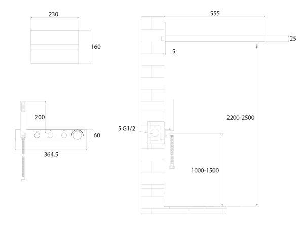 Душевая система ABBER Rund AF8752 скрытого монтажа без излива, термостат, хром